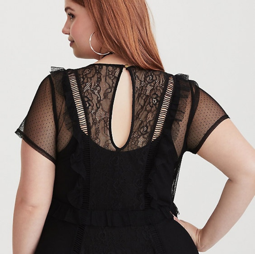 BLACK LACE MESH MAXI DRESS Torrid Plus 1 14 16 